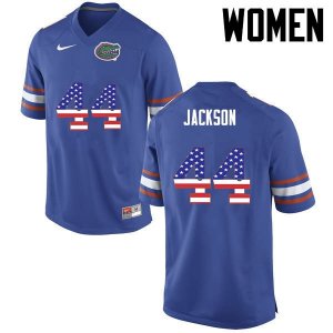 Women's Florida Gators #44 Rayshad Jackson NCAA Nike Blue USA Flag Fashion Authentic Stitched College Football Jersey YEN3062WW